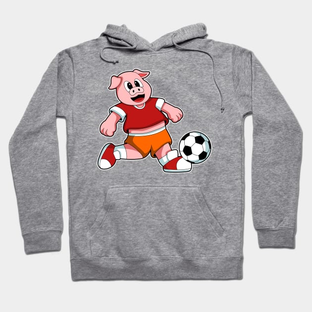 Pig at Sports with Soccer Hoodie by Markus Schnabel